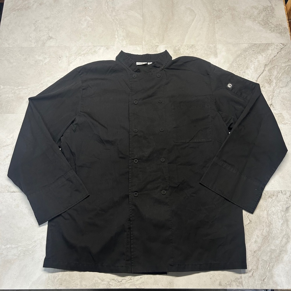 Chef Works Chef Coat Black XL Double Breasted Mesh Back Professional Jacket